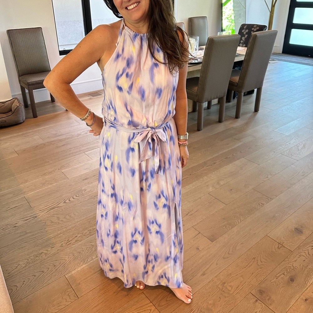 Summer halter maxi dress by Bella Dahl. Purple tones